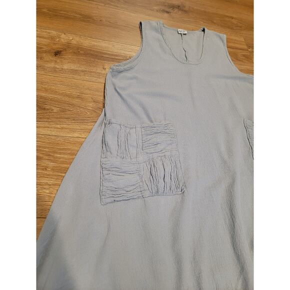 Oh My Gauze‎ Tunic Lagenlook Top Women's Sleeveless Crinkle Lightweight Lt Blue - Picture 8 of 13